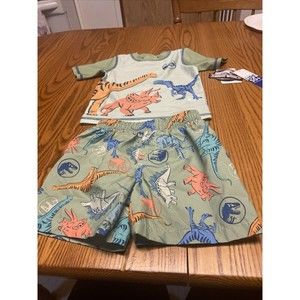 Jurassic World Dinosaur 2 pc Swim Suit Rashguard Top + Trunks UPF 50+ 18 Months